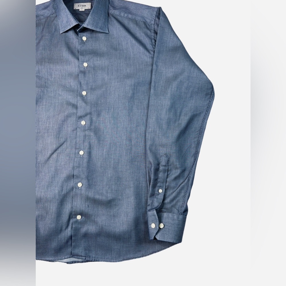ETON Slim Fit Size XL Men’s Blue Oxford Cotton Shirt MSRP $185 - Picture 4 of 13